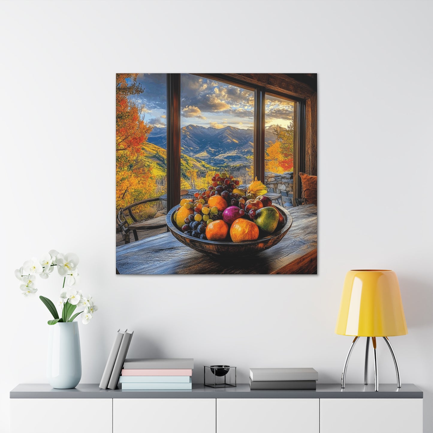 Canvas Gallery Wraps - Mountain View with Fruit Bowl