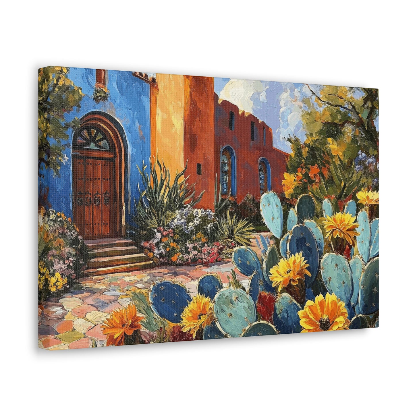 Canvas Gallery Wraps - Church and Cacti Blooming