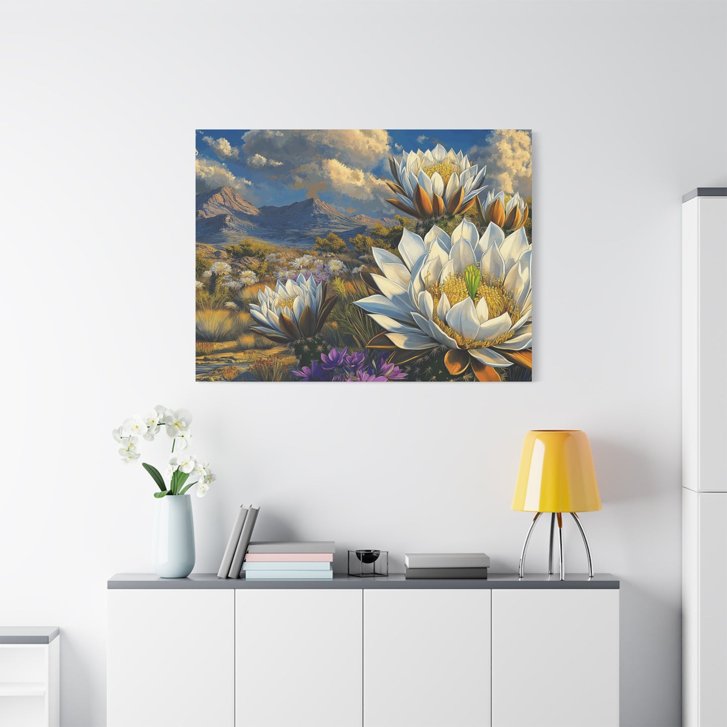 Floral Desert Landscape Canvas Art - Stretched Matte Wall Decor