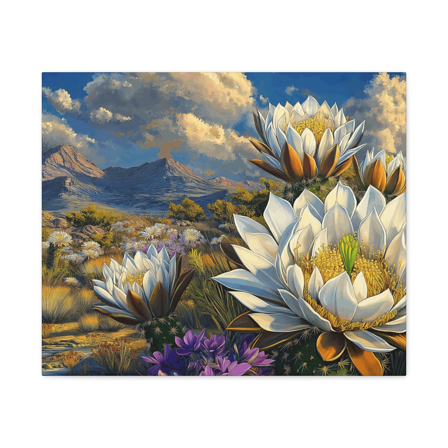 Floral Desert Landscape Canvas Art - Stretched Matte Wall Decor