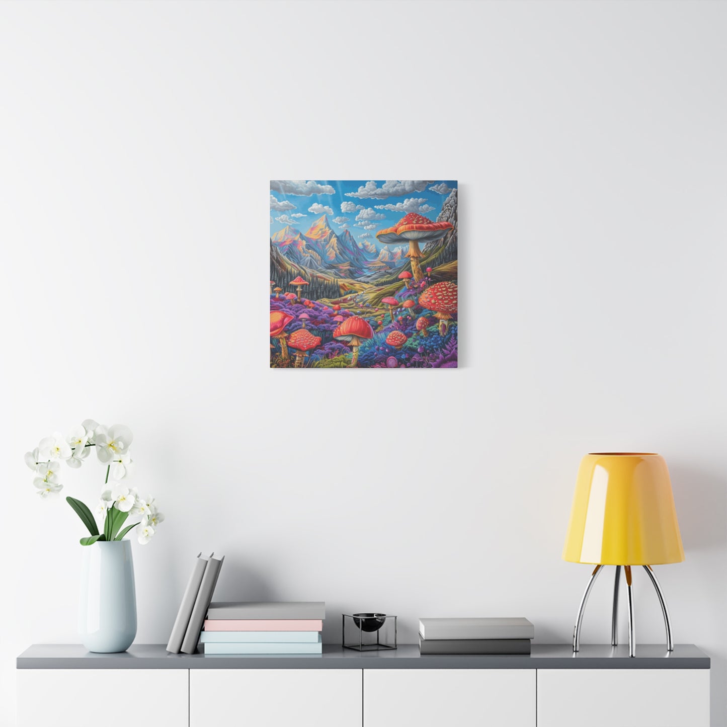 Vibrant Mushroom Landscape Canvas Art | Stretched Matte Wall Decor