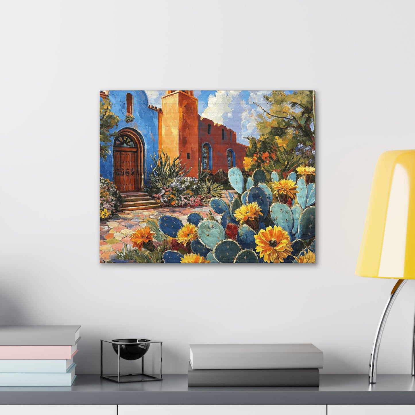 Canvas Gallery Wraps - Church and Cacti Blooming