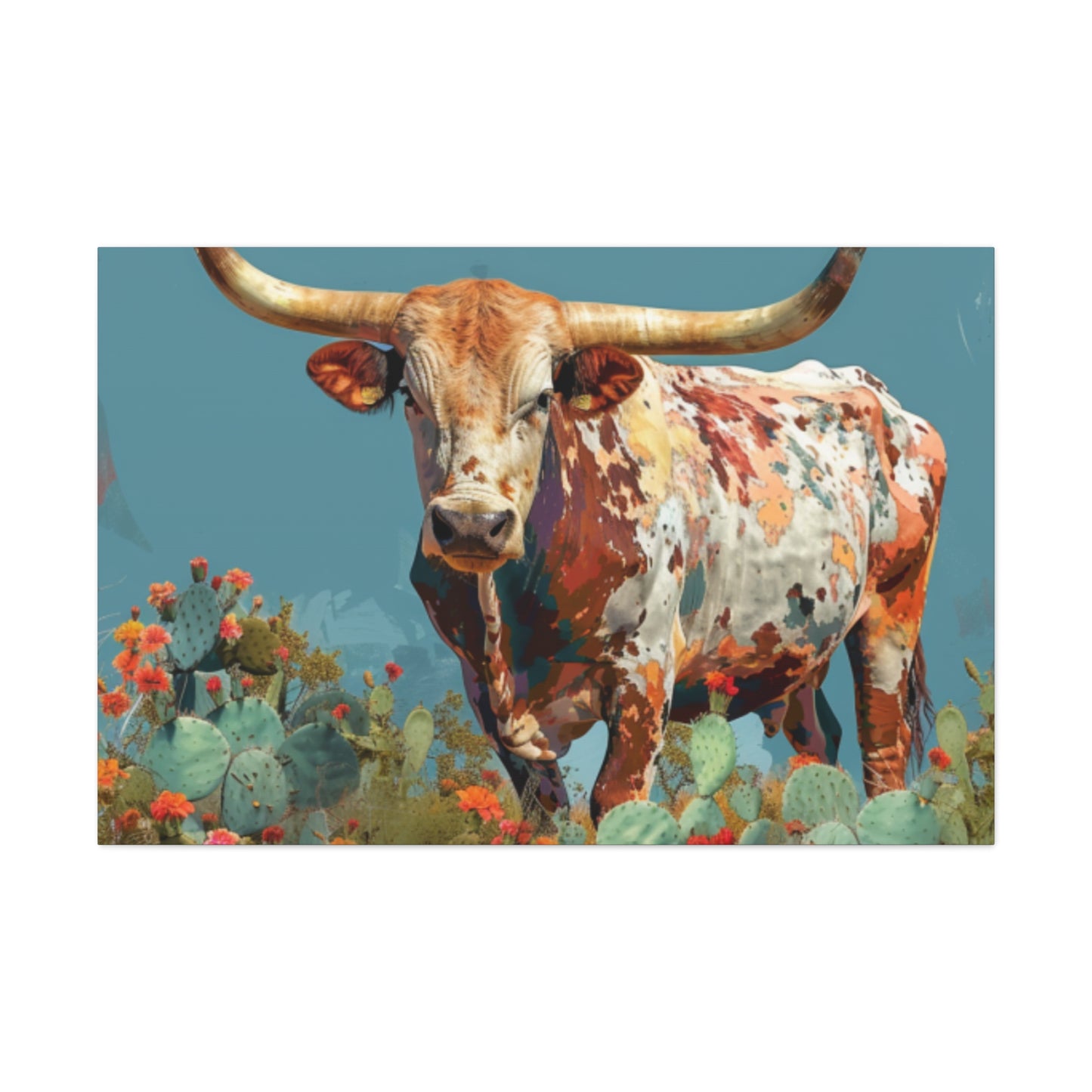 Long Horn Bull v8a Canvas Gallery Wrap