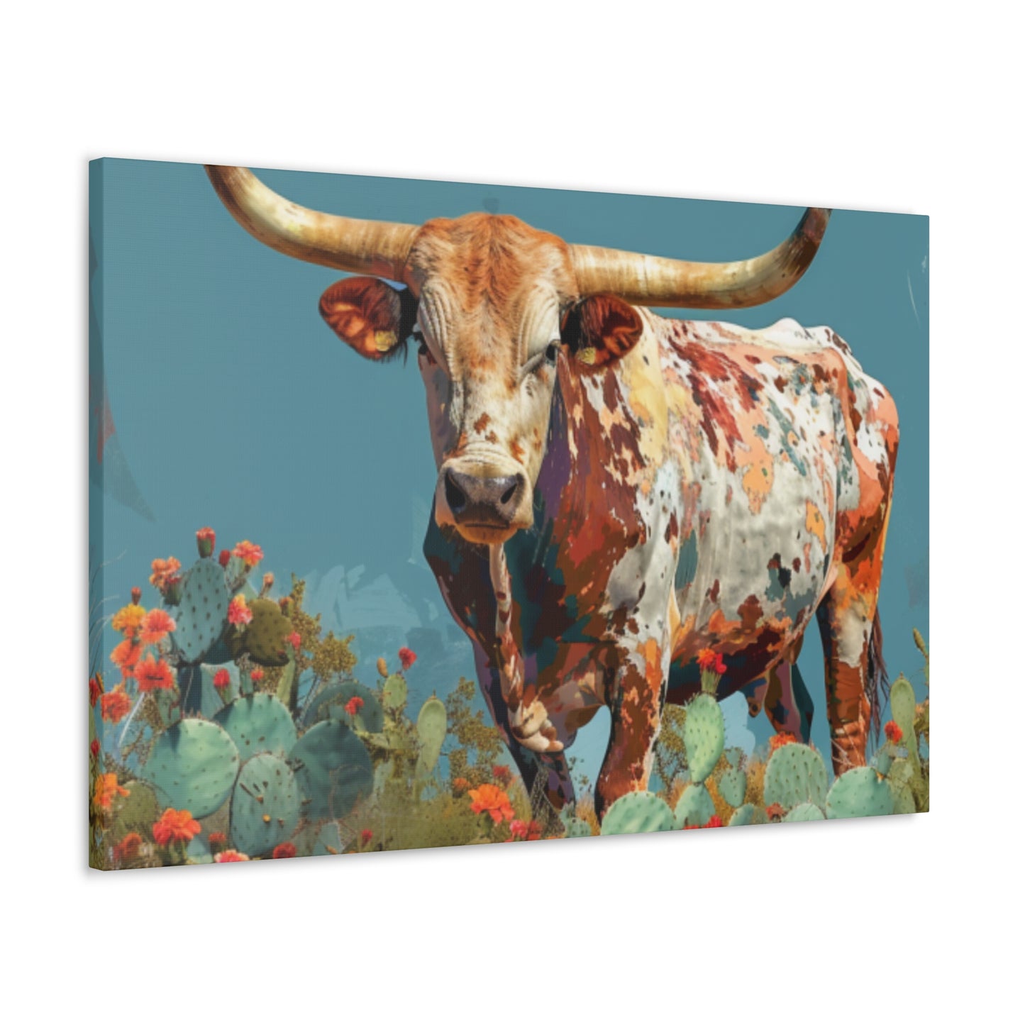 Long Horn Bull v8a Canvas Gallery Wrap