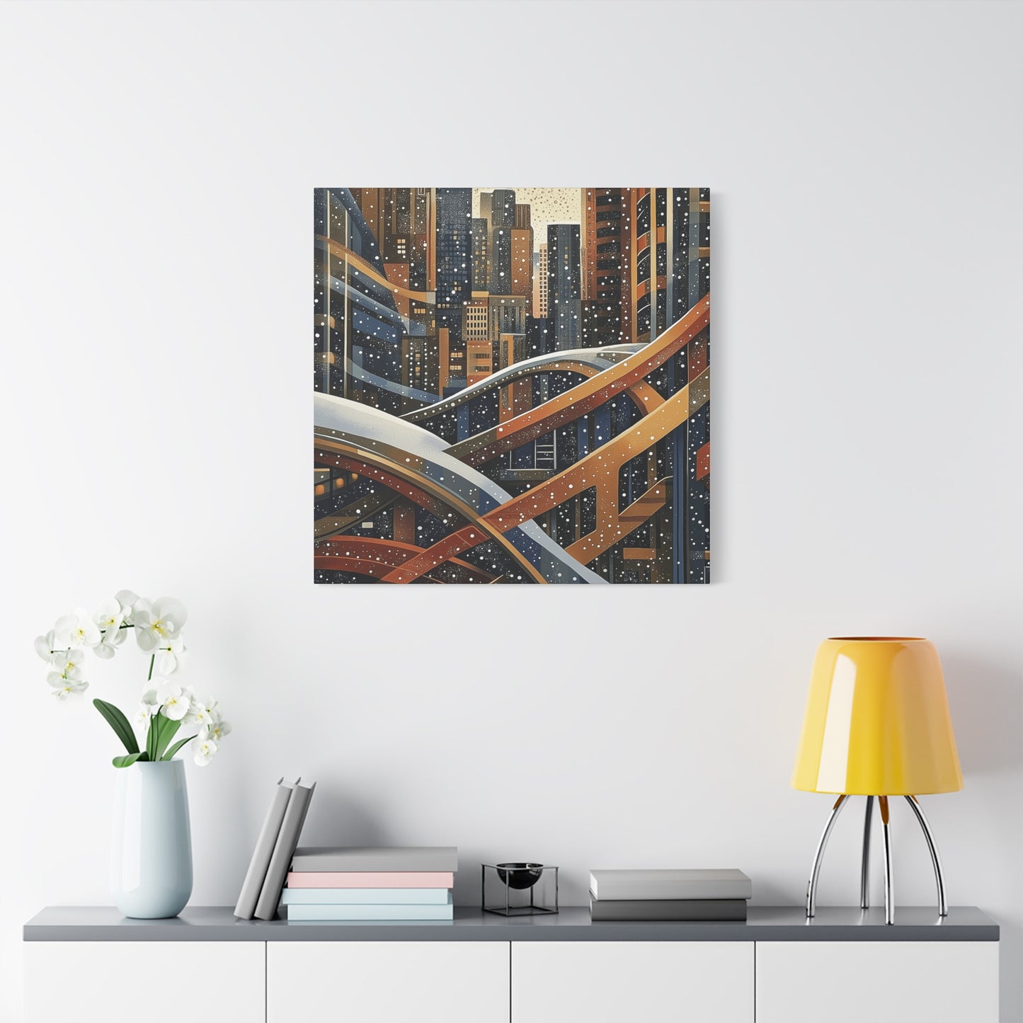 Denver Urban Winter Landscape Matte Canvas Print