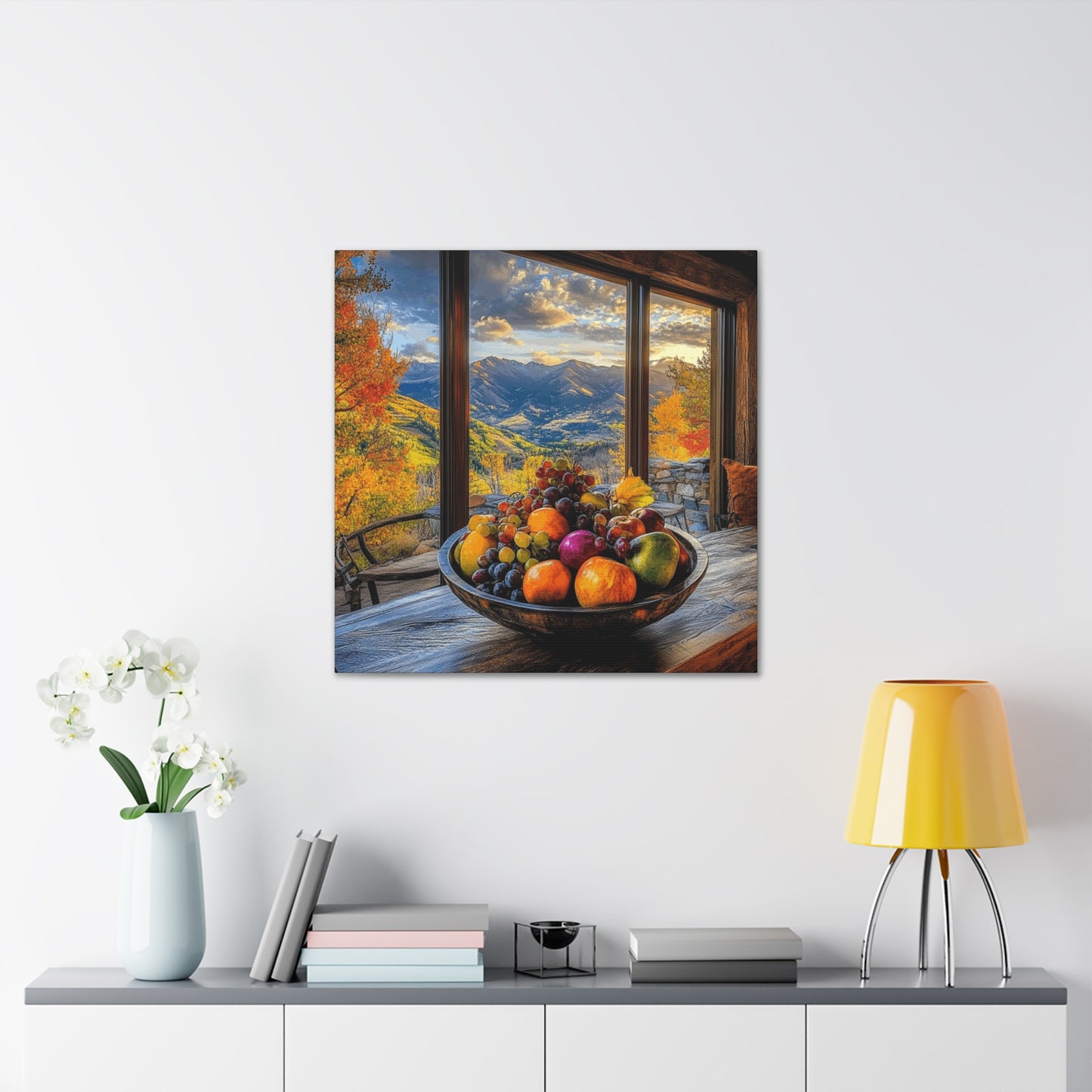 Canvas Gallery Wraps - Mountain View with Fruit Bowl