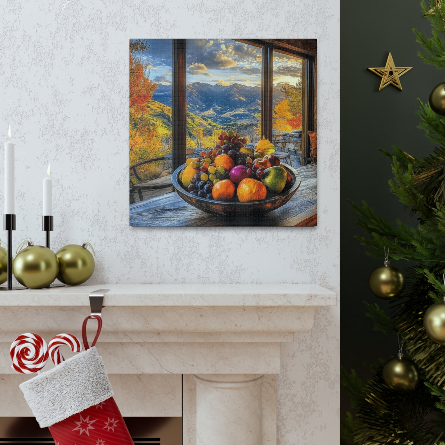 Canvas Gallery Wraps - Mountain View with Fruit Bowl