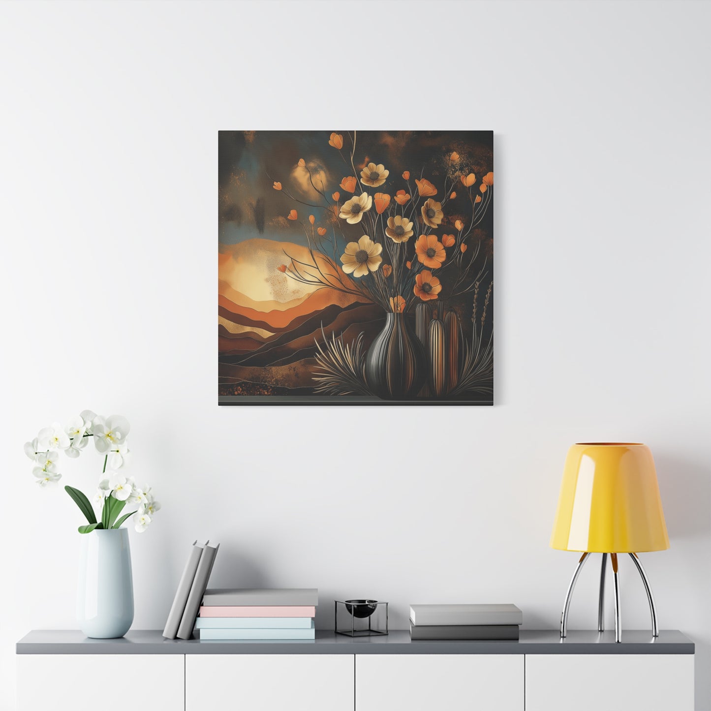 Floral Sunset Canvas Art - Bohemian Wall Décor