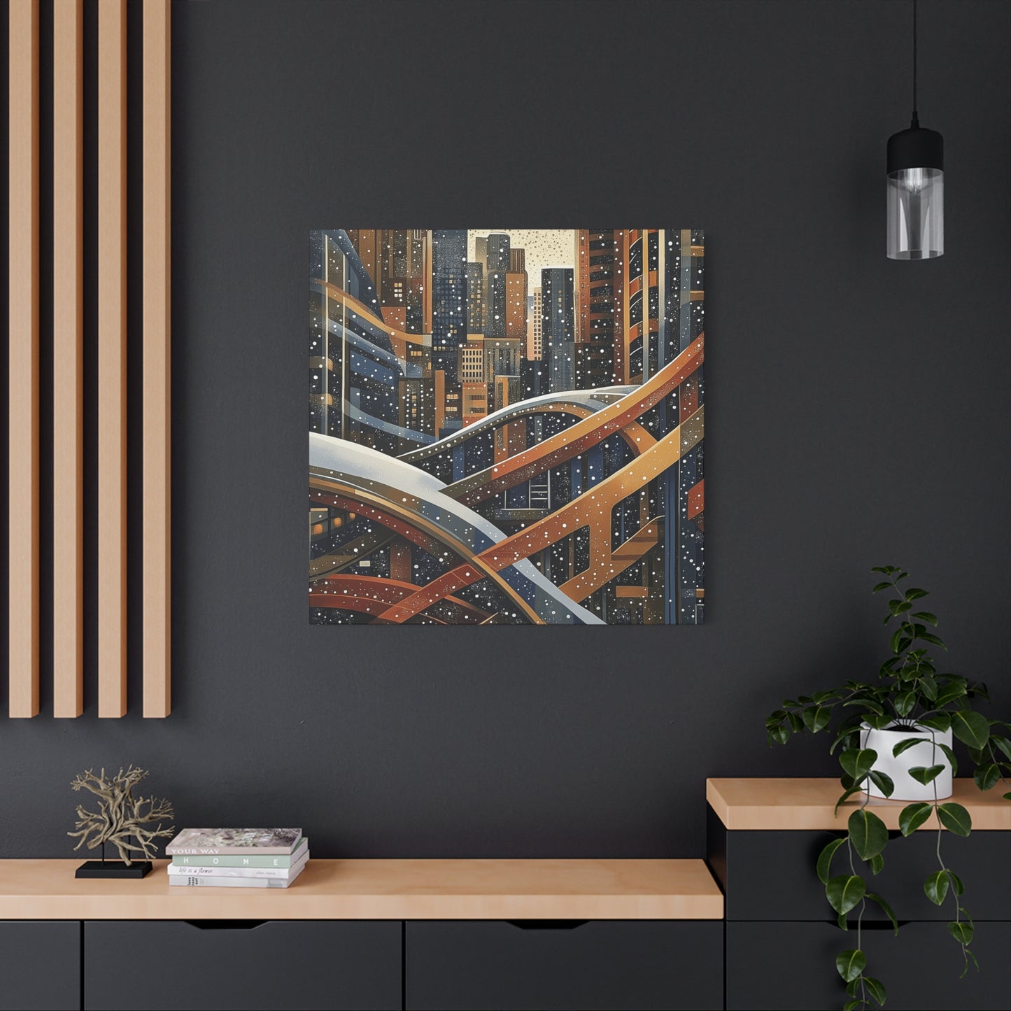 Denver Urban Winter Landscape Matte Canvas Print