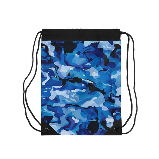 Camo Blue Drawstring Bag