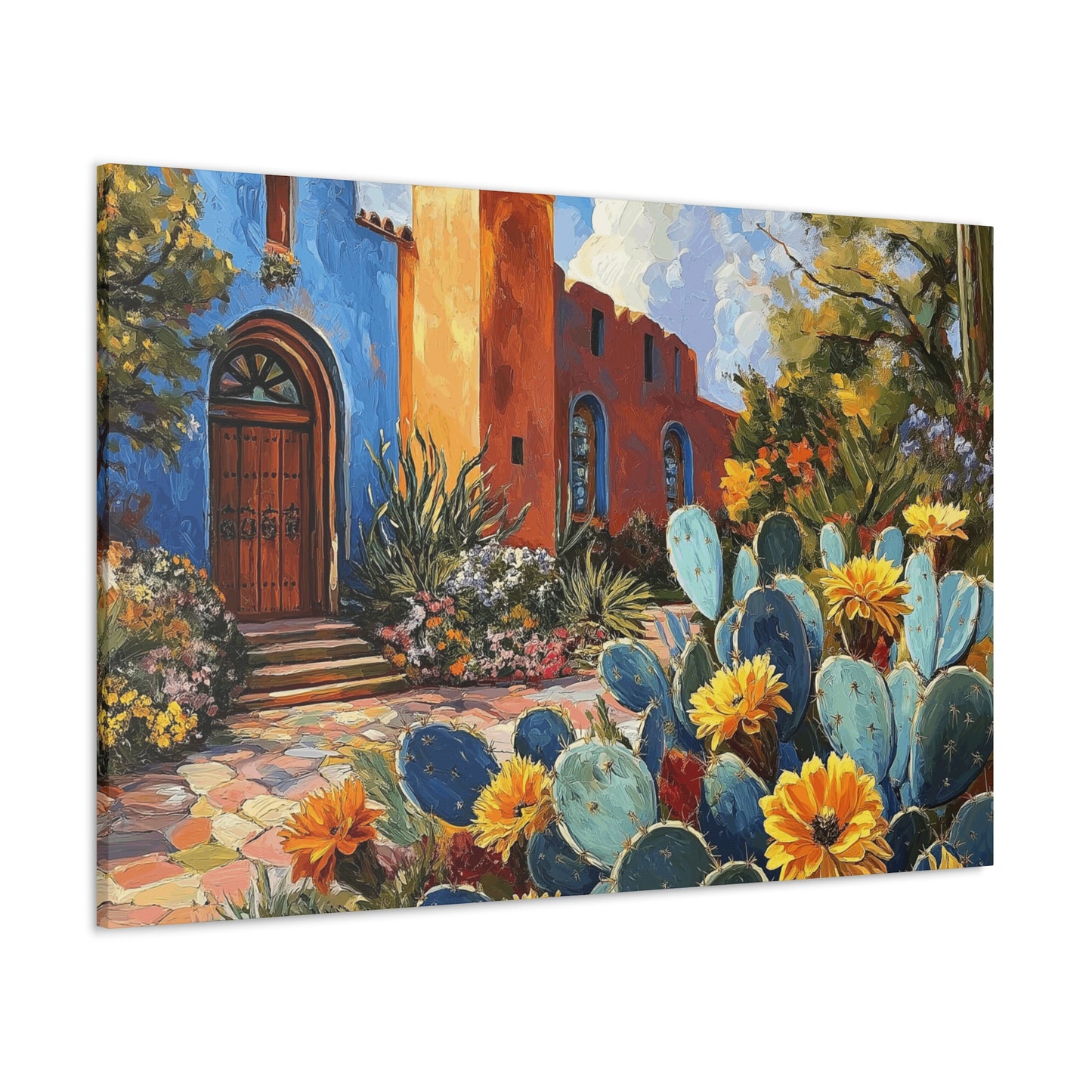 Canvas Gallery Wraps - Church and Cacti Blooming