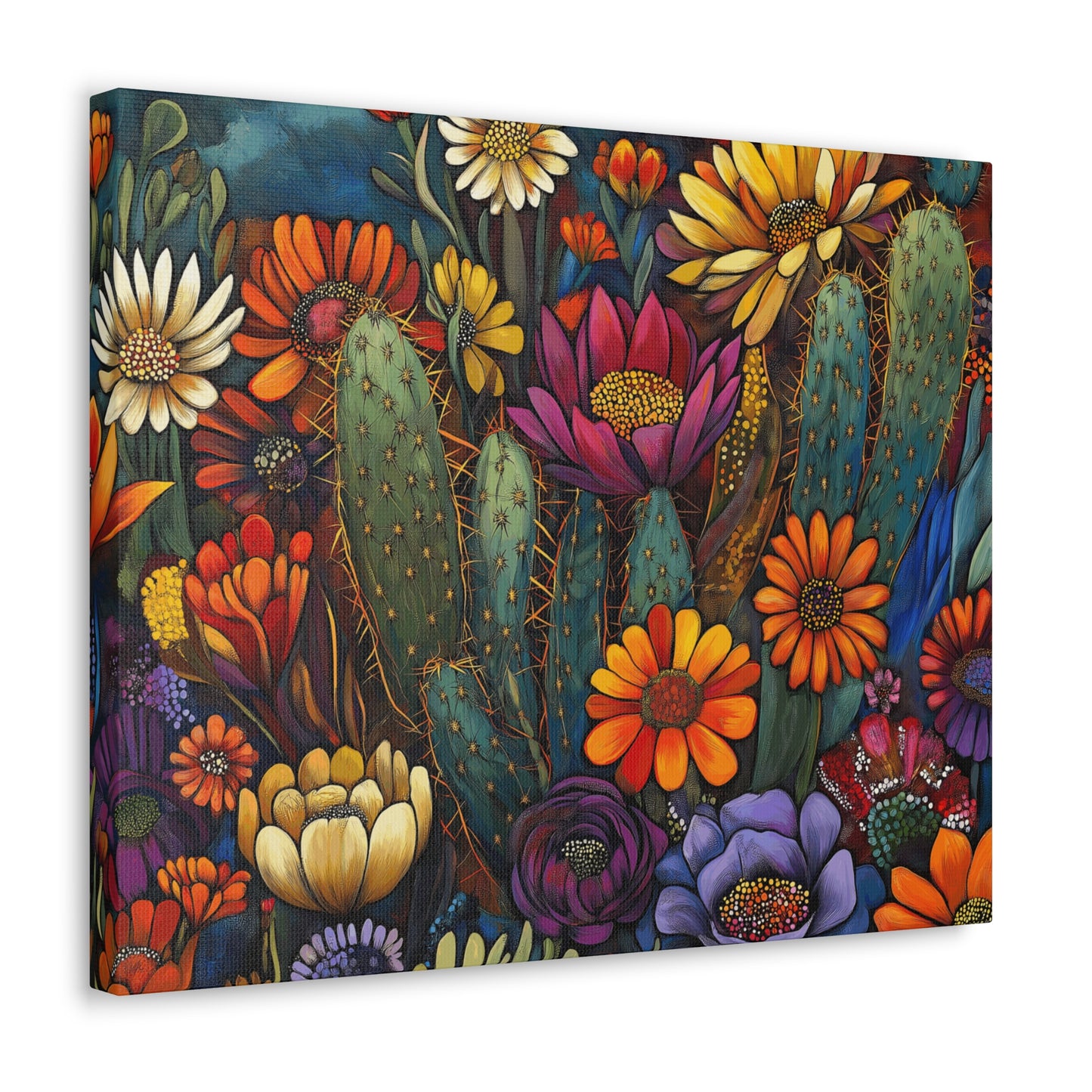 Canvas Gallery Wraps - Bold Cacti Flowers #1