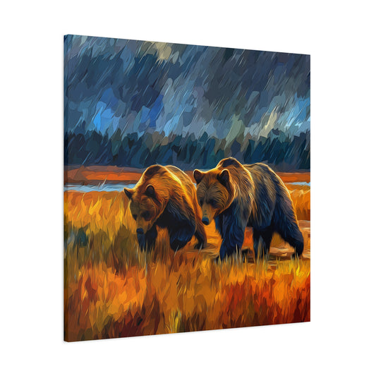 Canvas Print Travelin' Bears in Storm