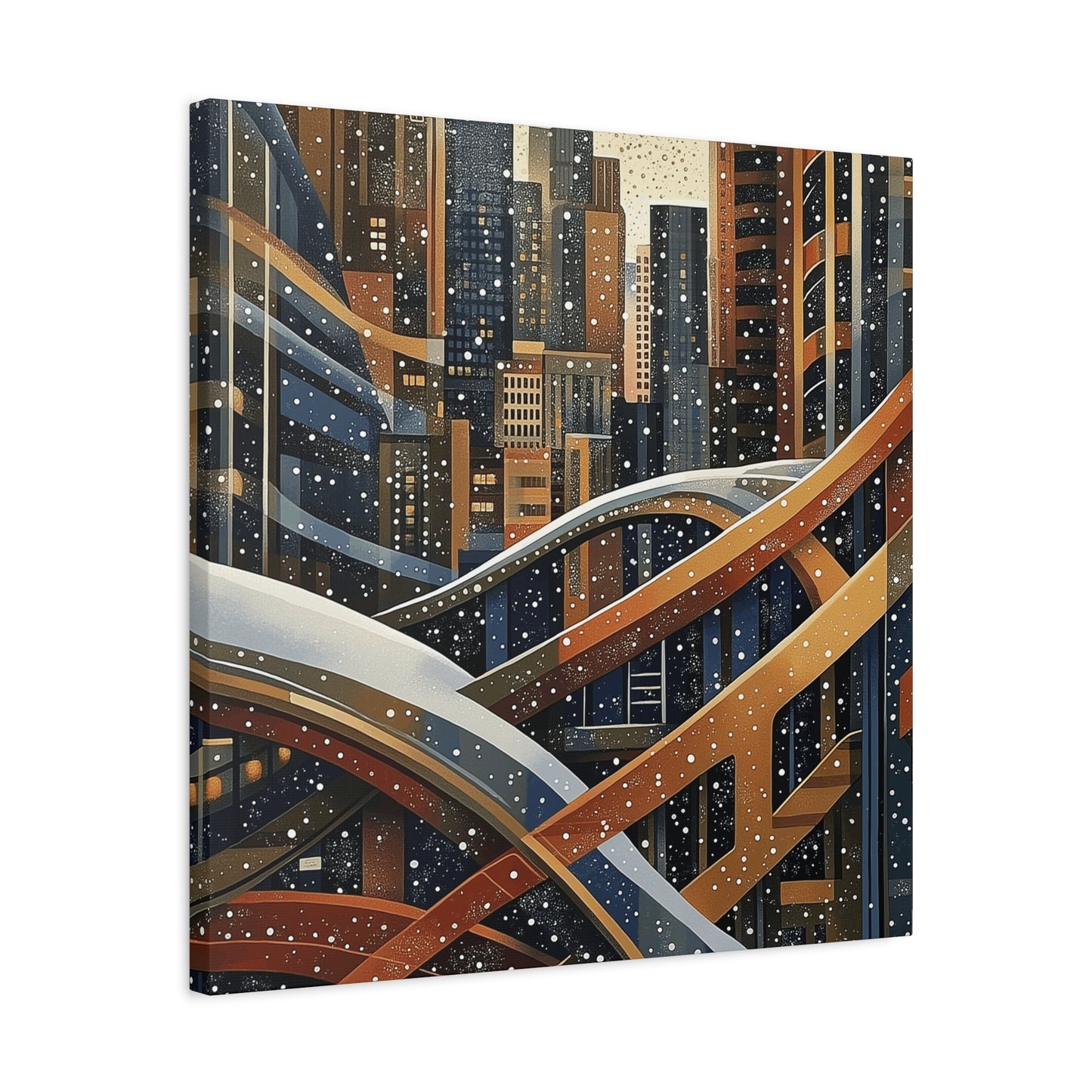 Denver Urban Winter Landscape Matte Canvas Print