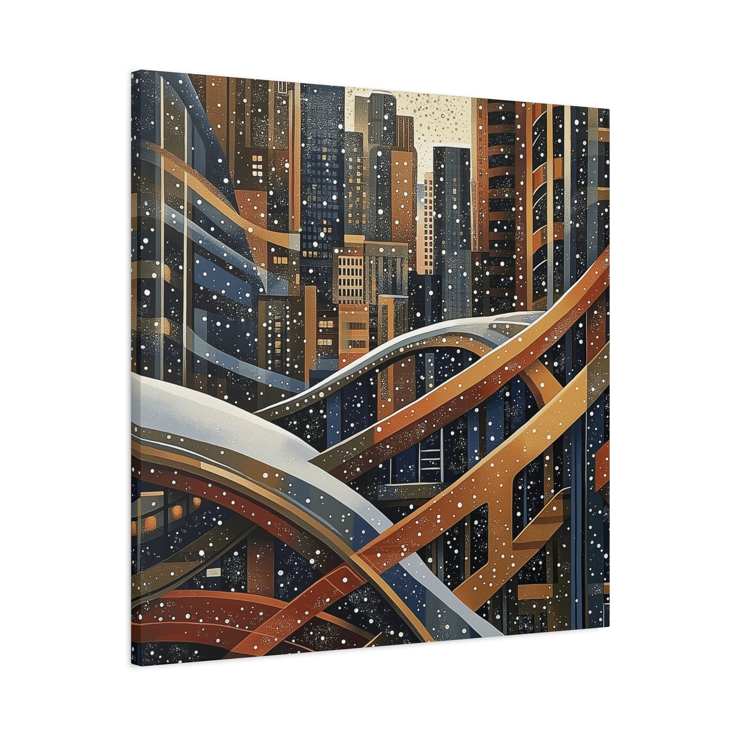 Denver Urban Winter Landscape Matte Canvas Print