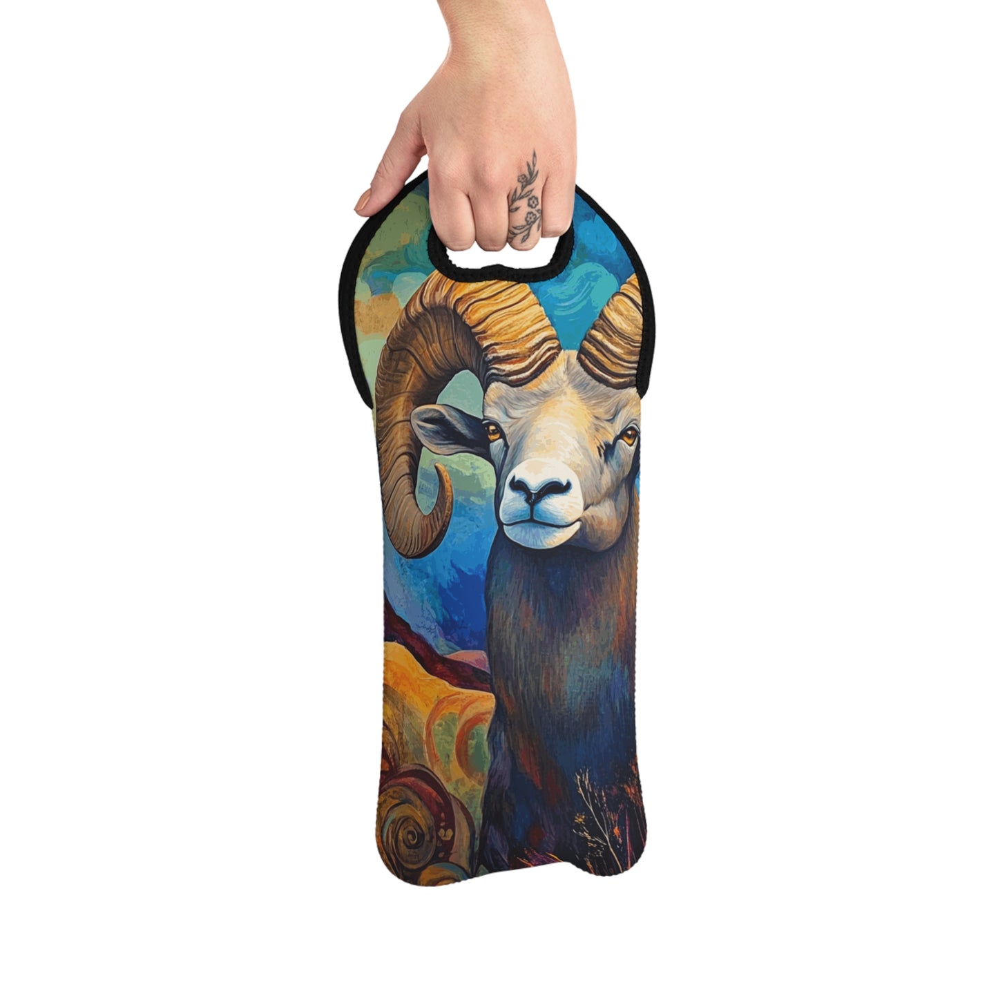 Wine Tote Bag with Bighorn Sheep Design