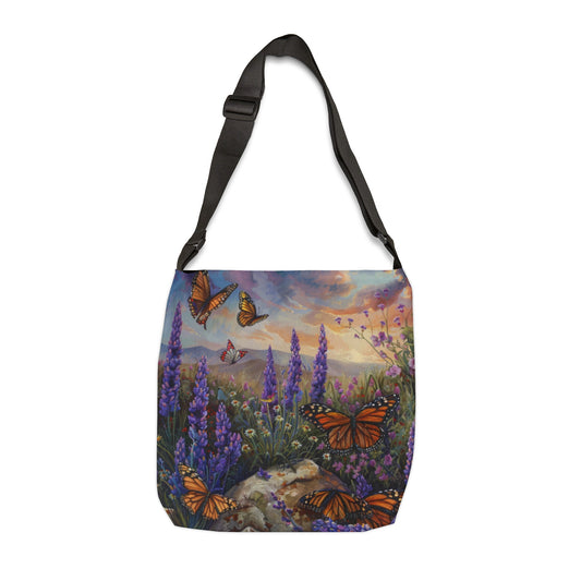 Butterfly Flowers 1 Adjustable Tote Bag