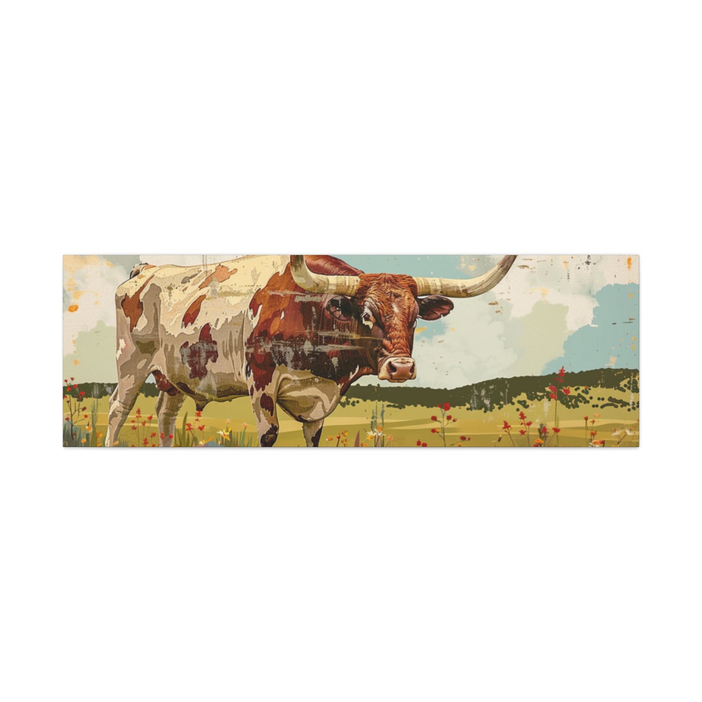 Long Horn Bull Wide v10a Canvas Gallery Wraps