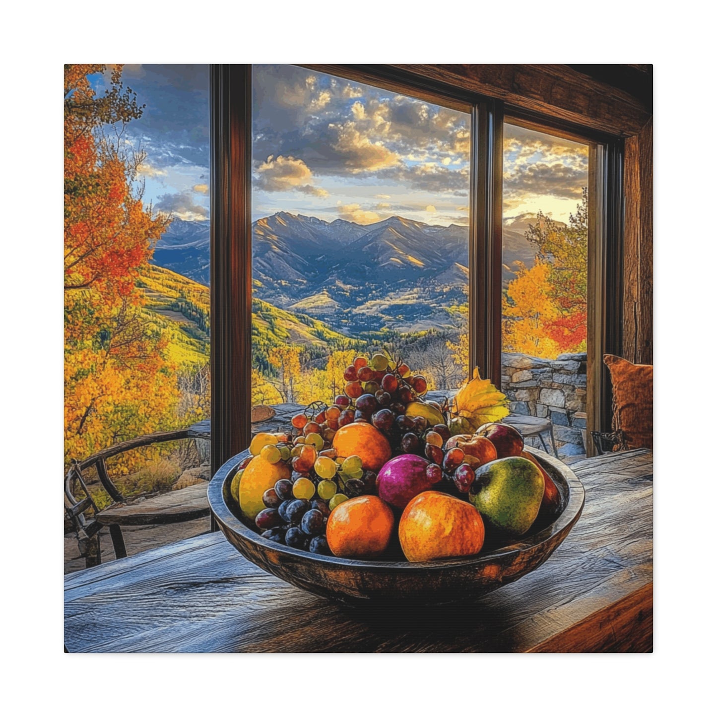 Canvas Gallery Wraps - Mountain View with Fruit Bowl