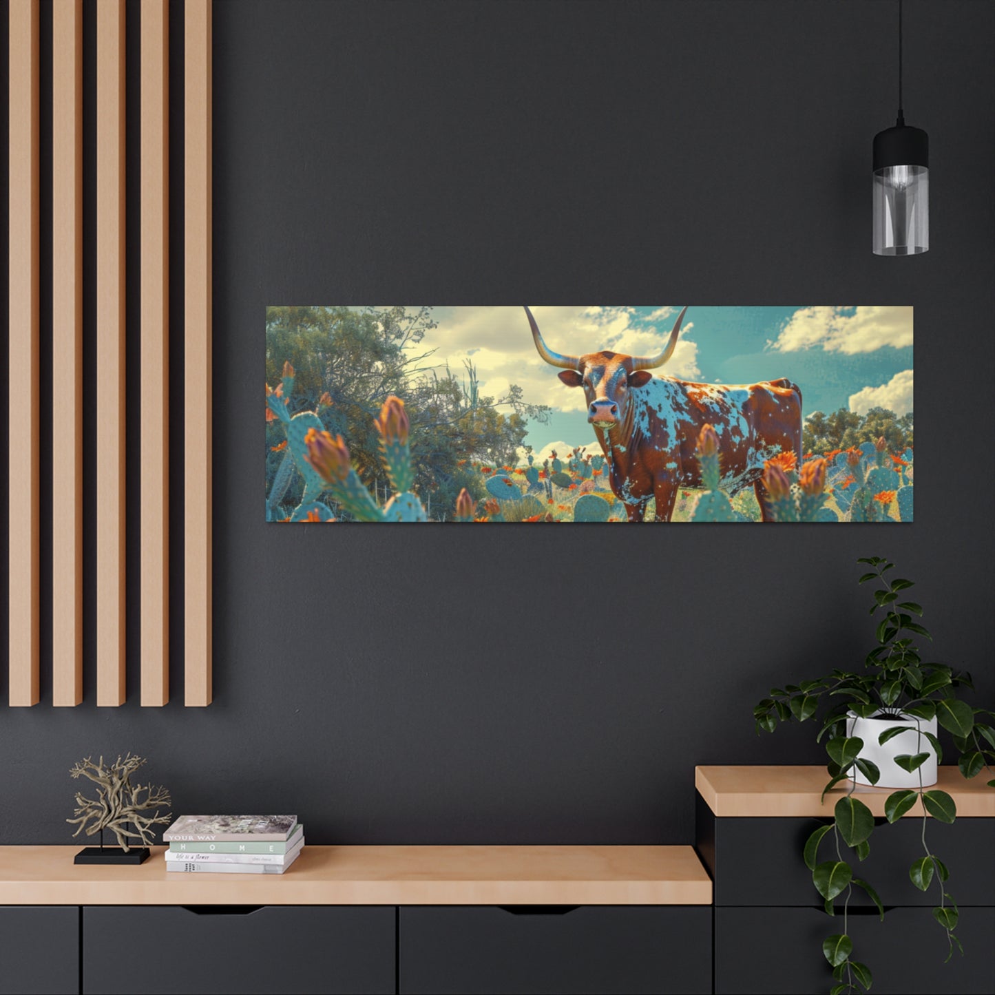 Long Horn Bull Wide v14j Canvas Gallery Wraps