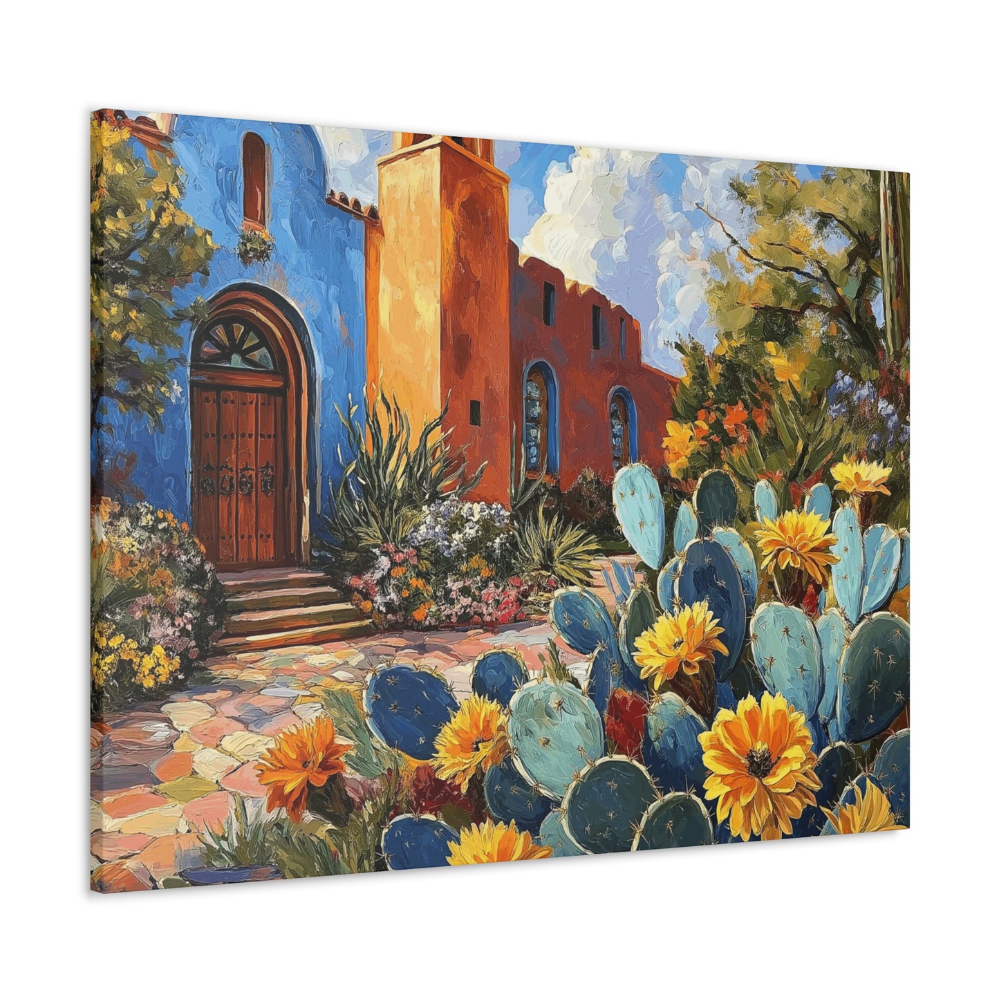 Canvas Gallery Wraps - Church and Cacti Blooming