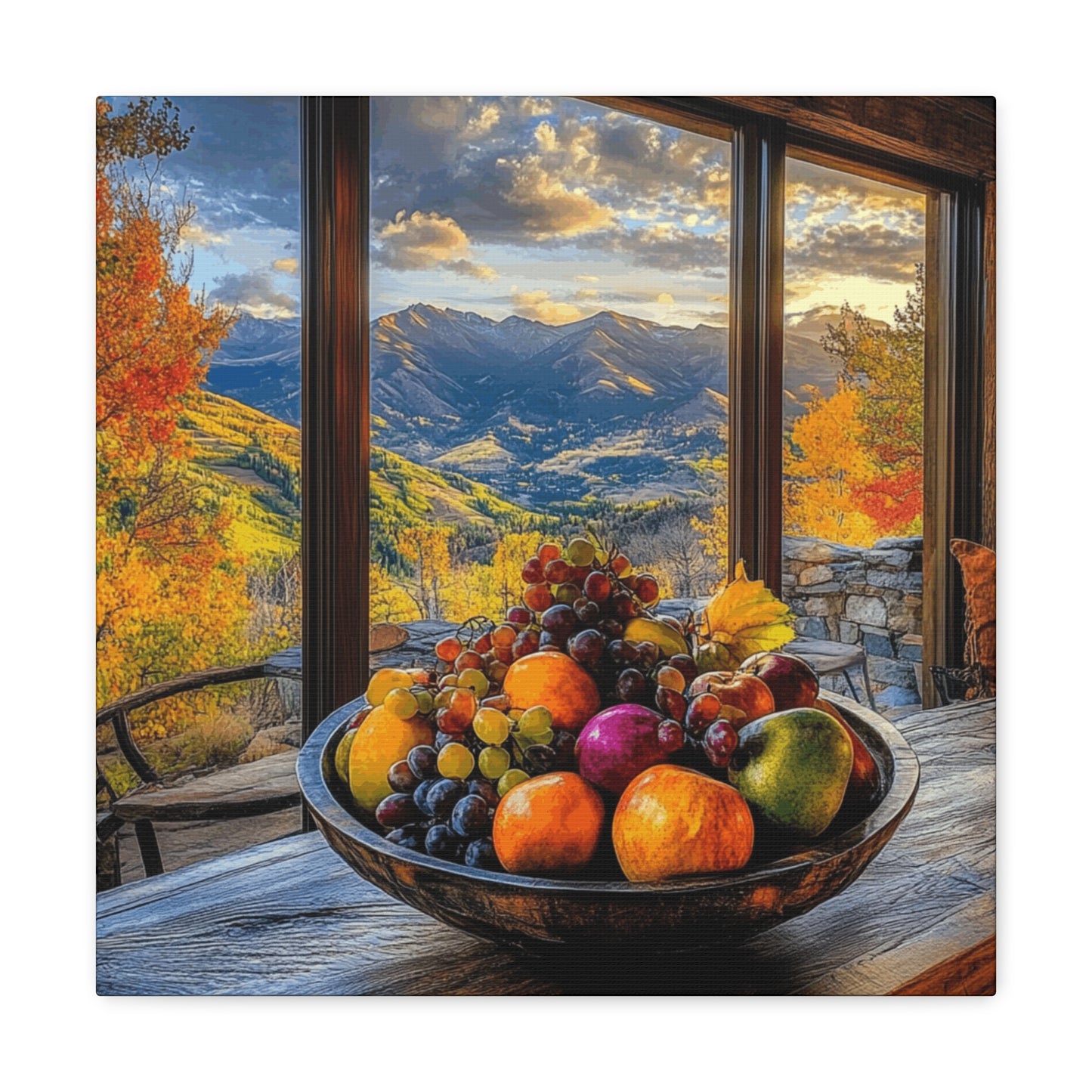 Canvas Gallery Wraps - Mountain View with Fruit Bowl