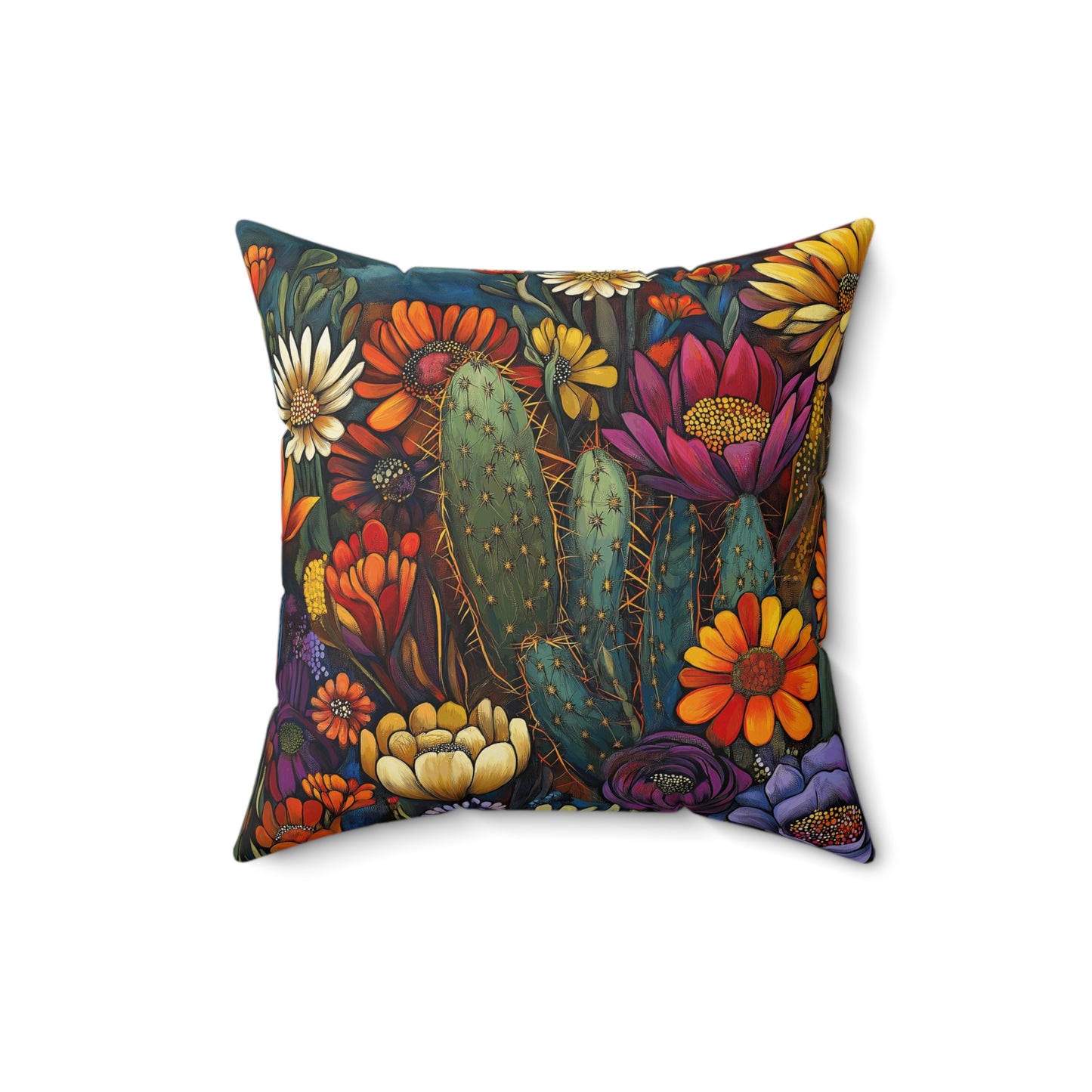 Square Pillow - Bold Cacti Flower