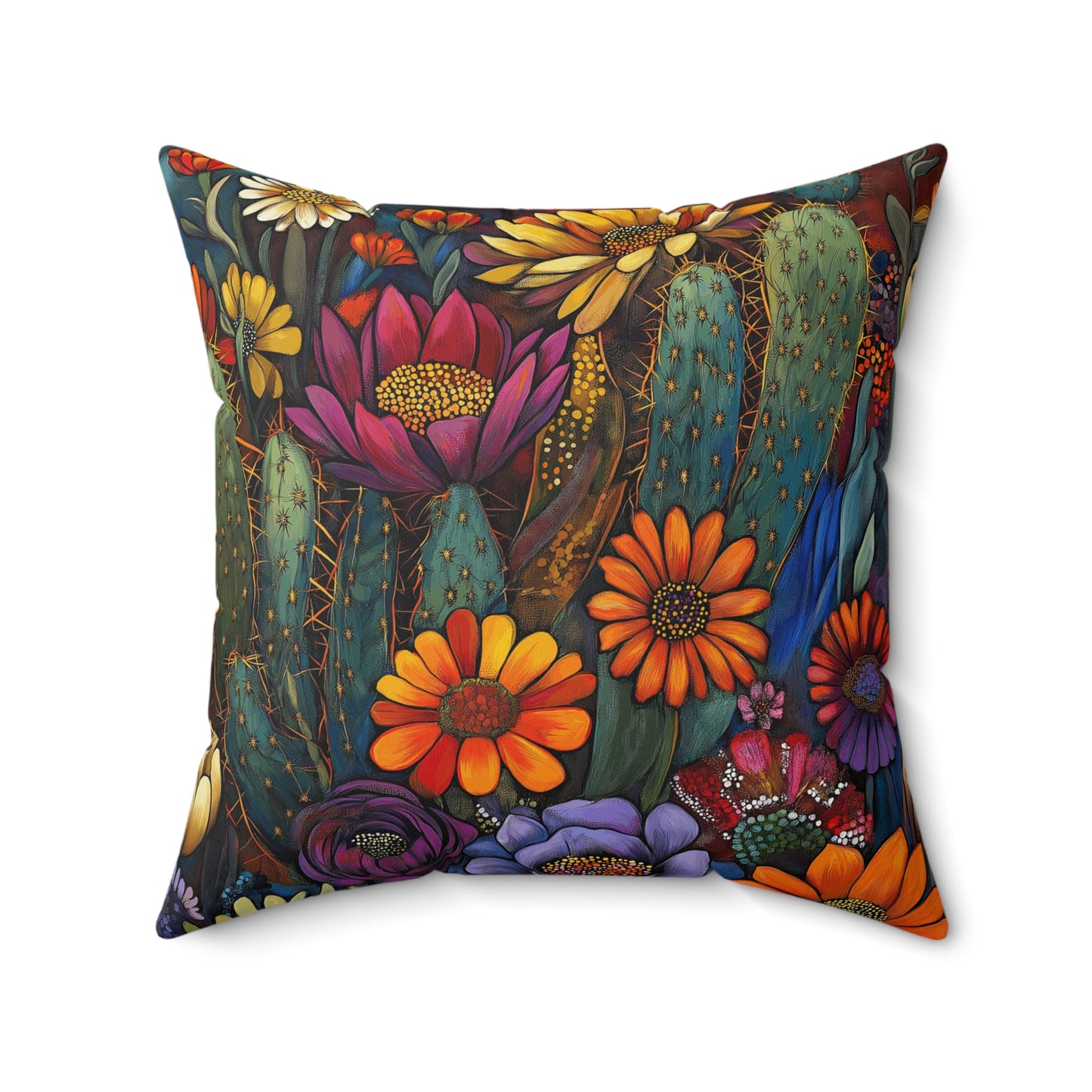 Square Pillow - Bold Cacti Flower