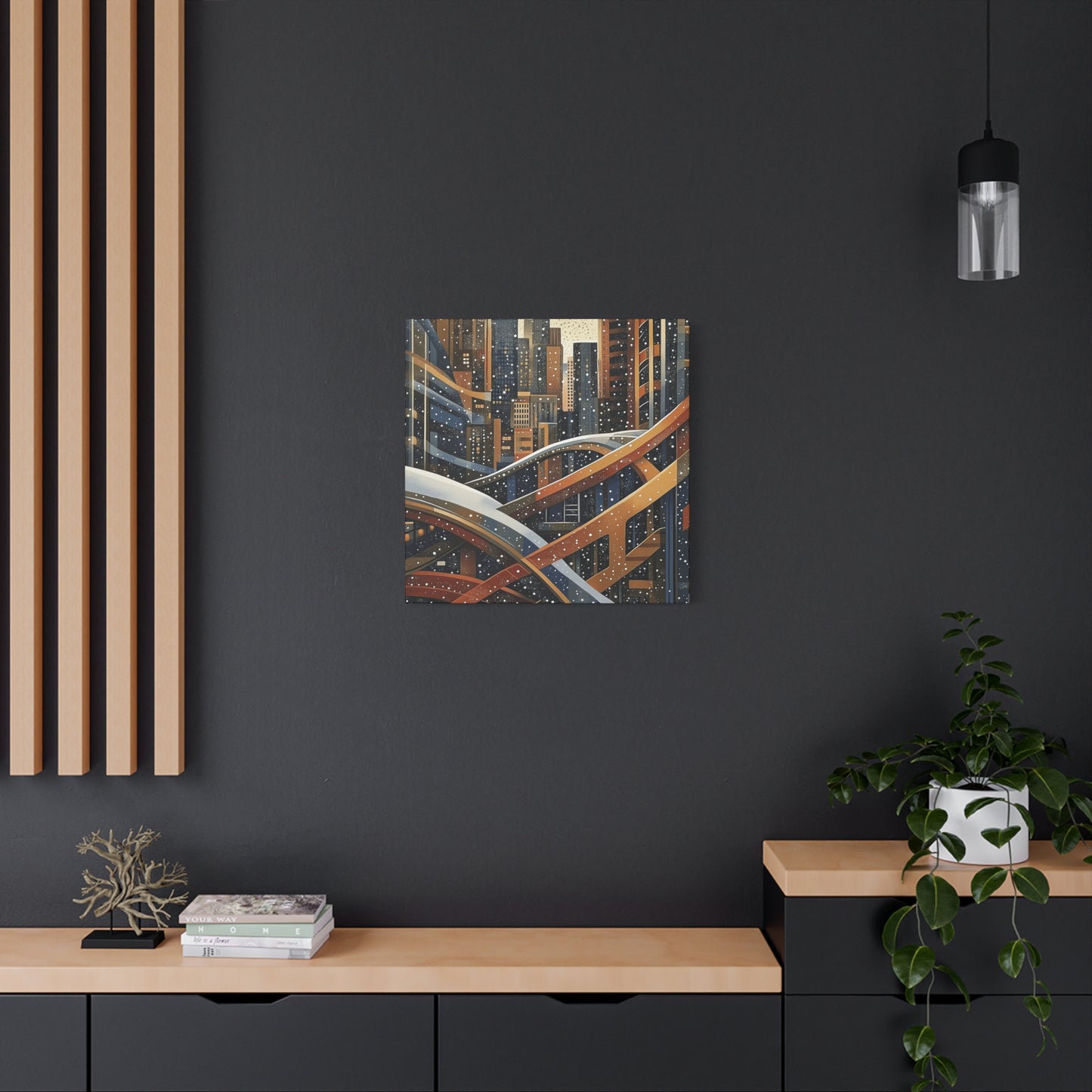 Denver Urban Winter Landscape Matte Canvas Print