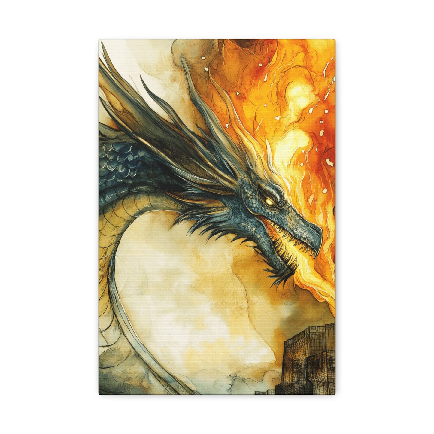 Canvas Gallery Wraps - Dragon Fire 7 Attachs Castle Wall Art Decor