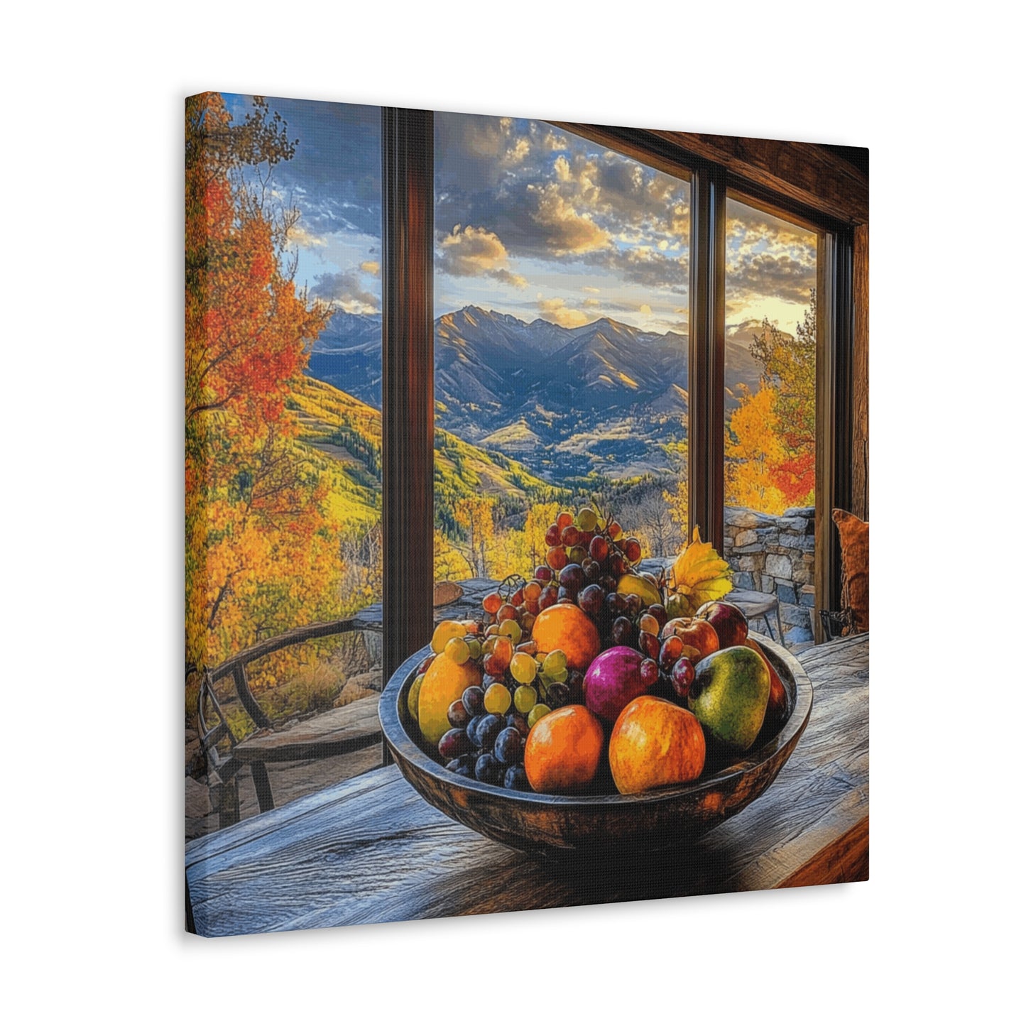 Canvas Gallery Wraps - Mountain View with Fruit Bowl