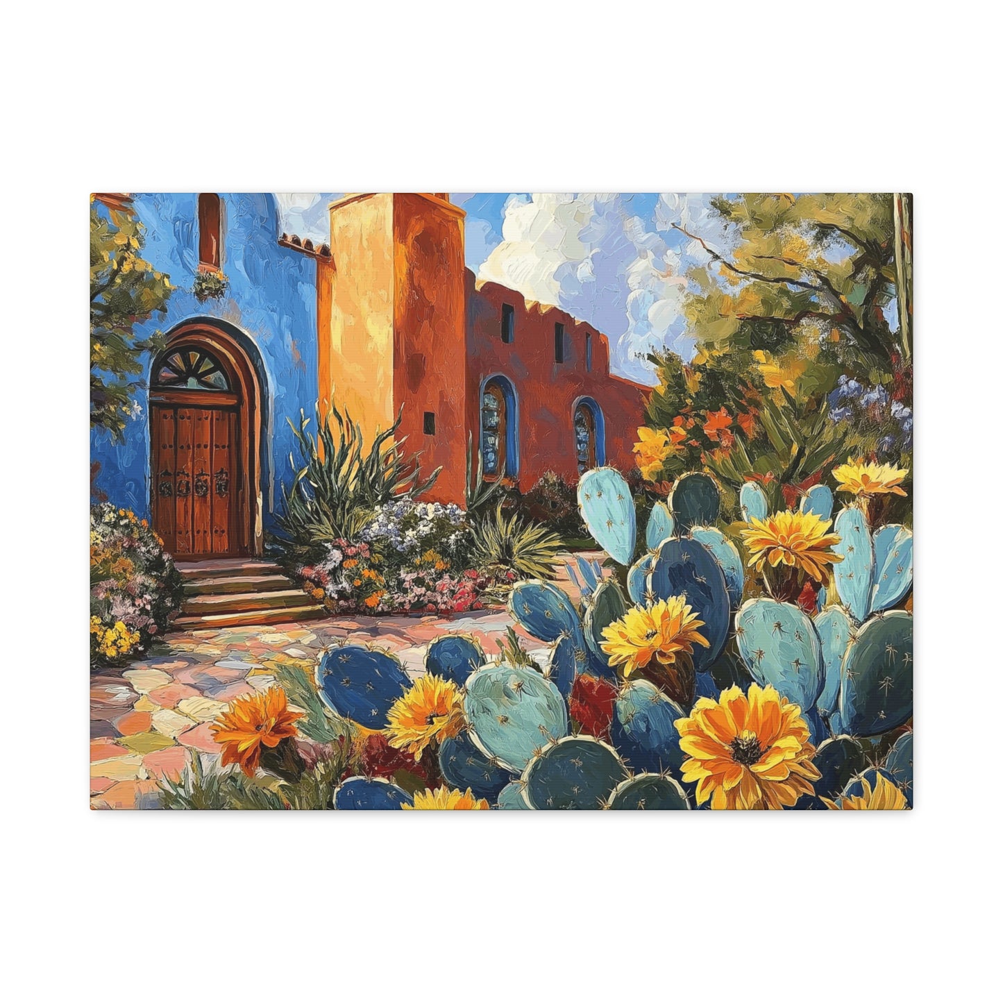 Canvas Gallery Wraps - Church and Cacti Blooming