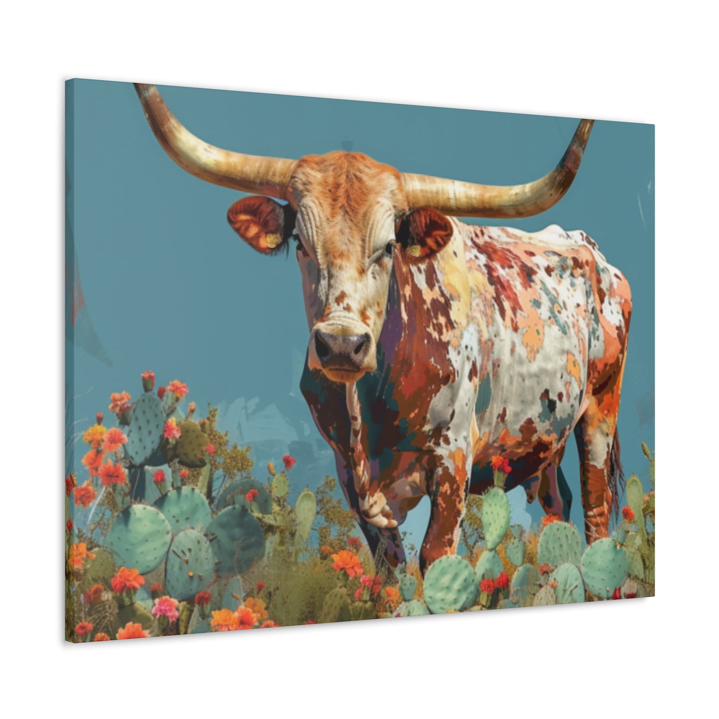 Long Horn Bull v8a Canvas Gallery Wrap