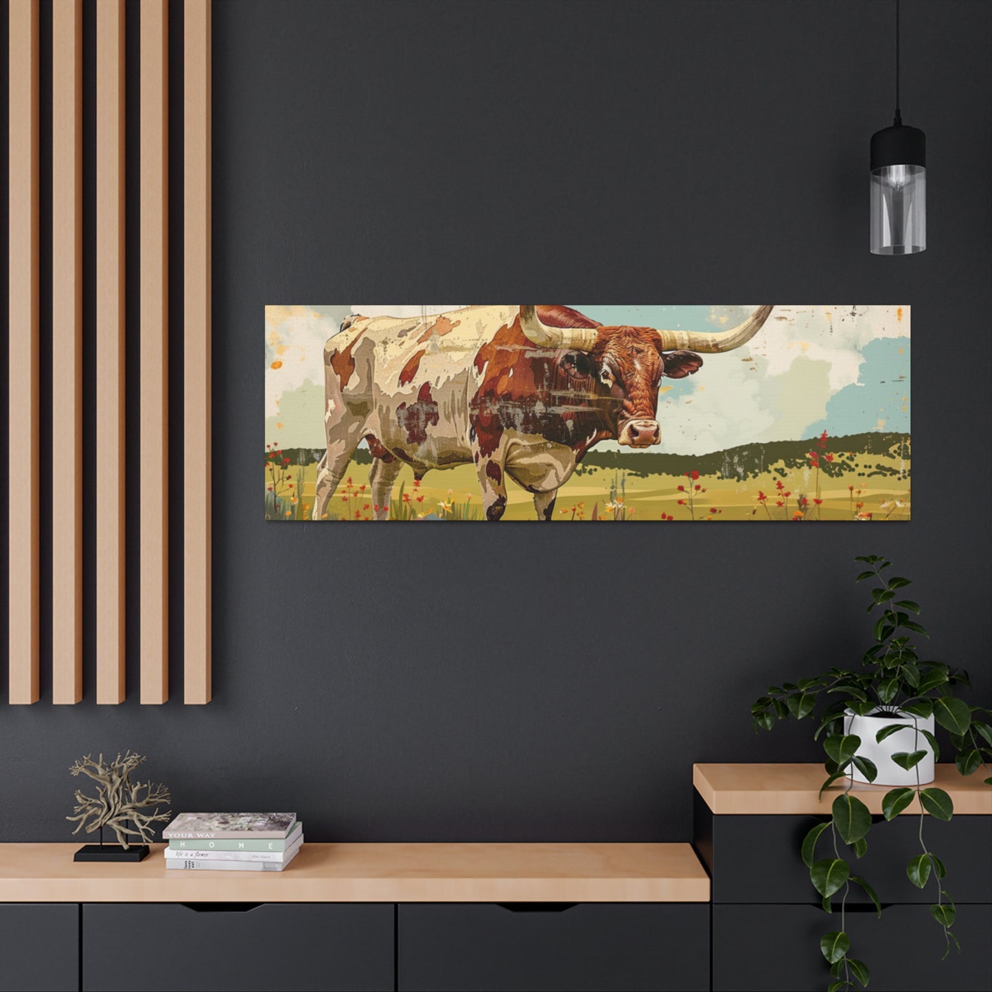 Long Horn Bull Wide v10a Canvas Gallery Wraps