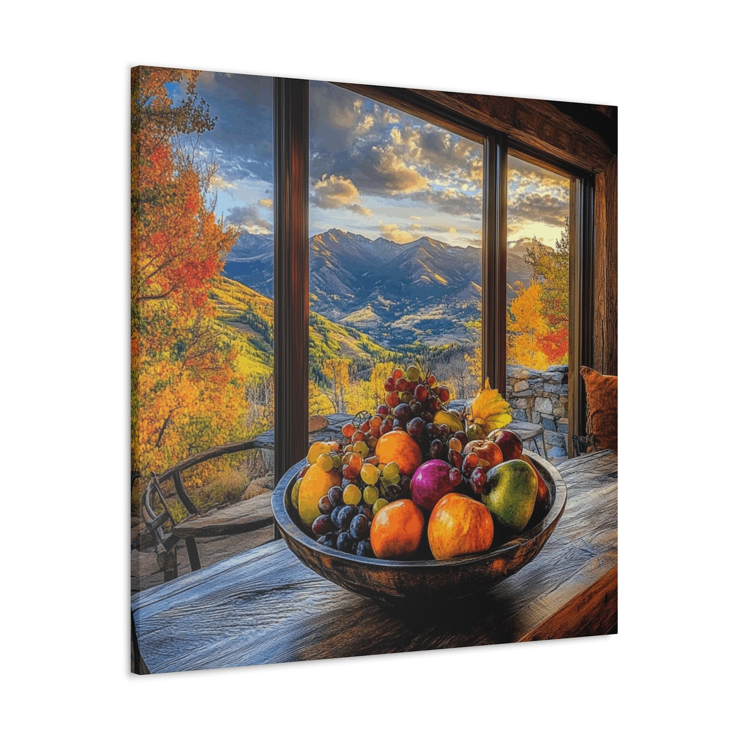 Canvas Gallery Wraps - Mountain View with Fruit Bowl