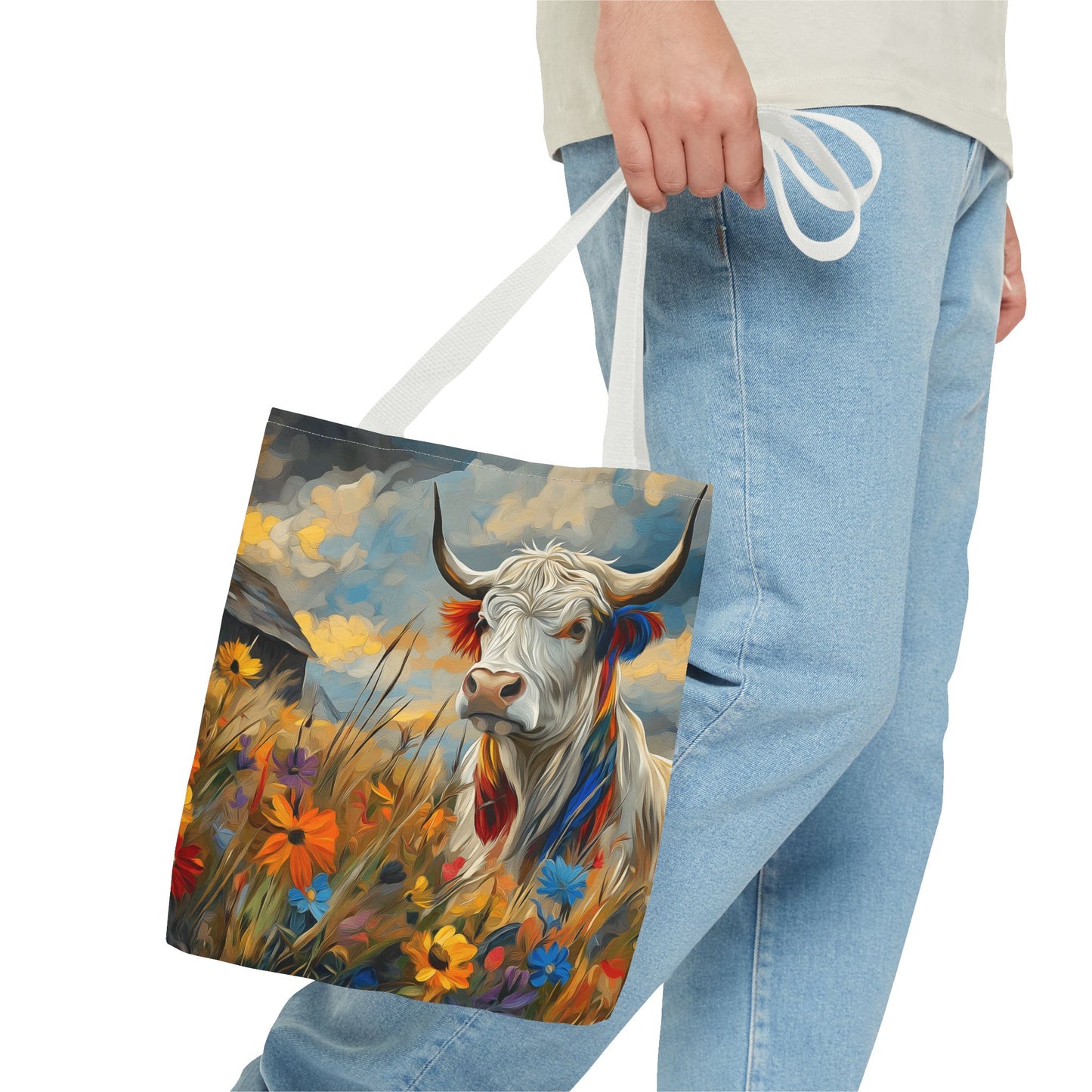 Colorful Cow Tote Bag - Close to Barn Design