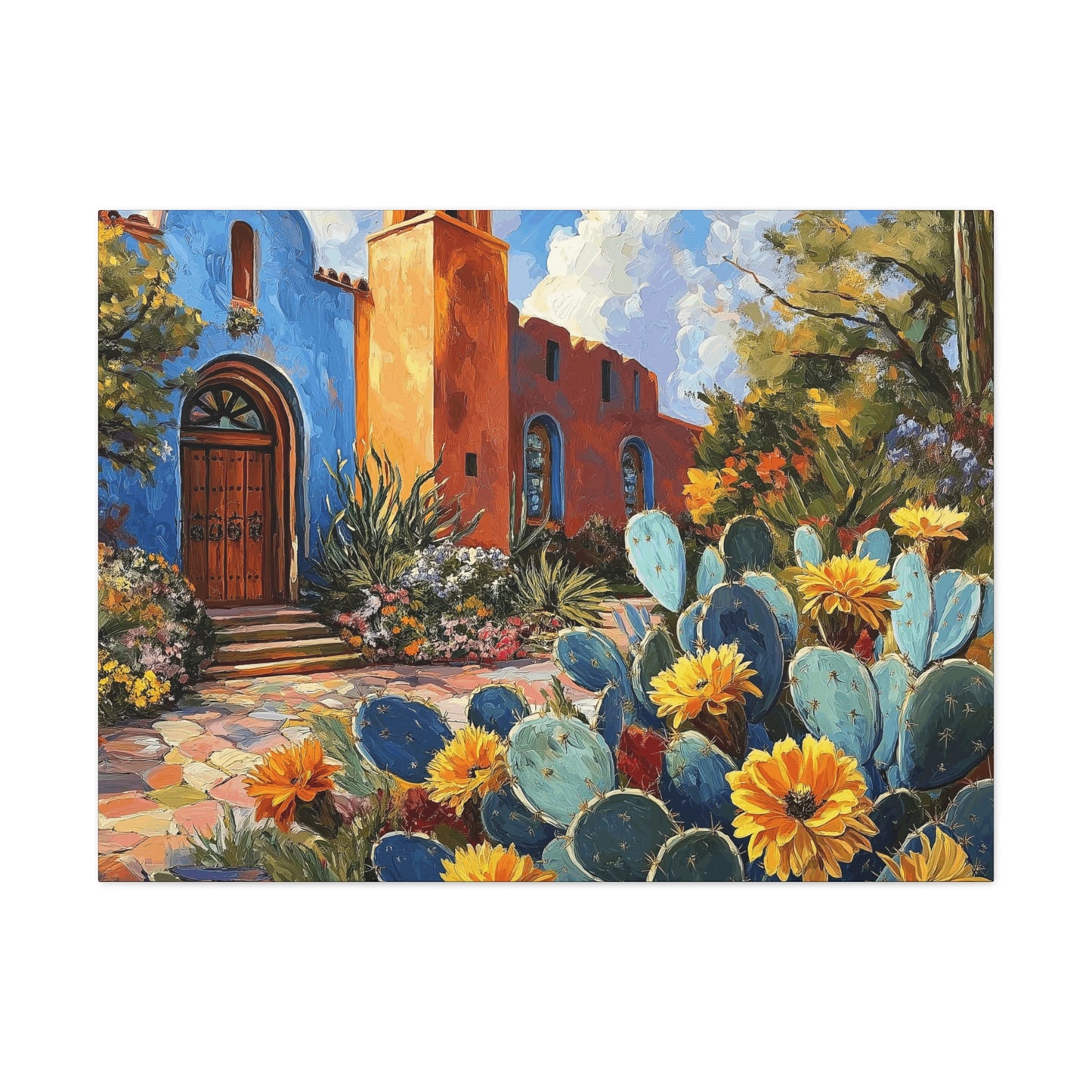 Canvas Gallery Wraps - Church and Cacti Blooming