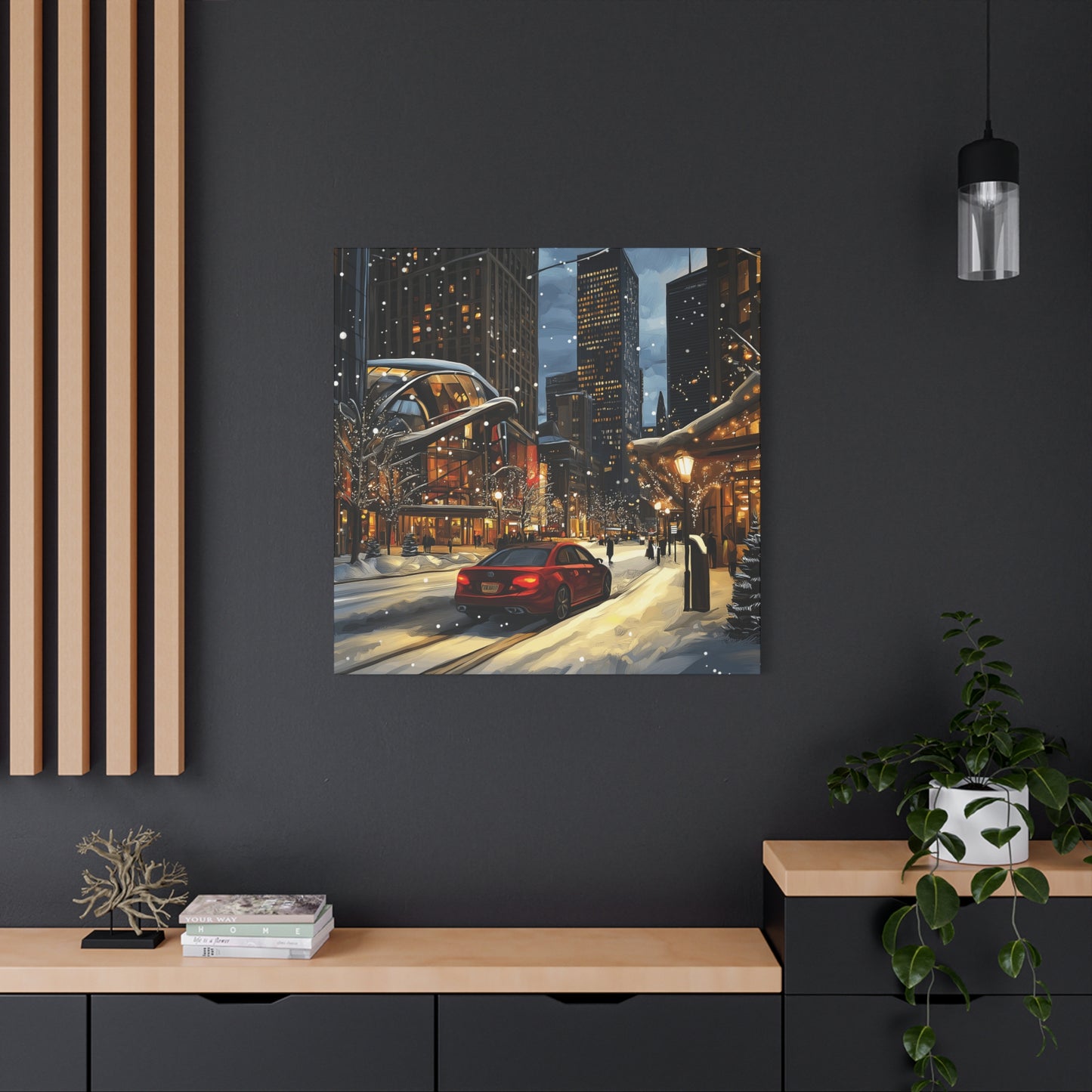 Denver Winter Cityscape Matte Canvas Wall Art - Stretched 1.25"