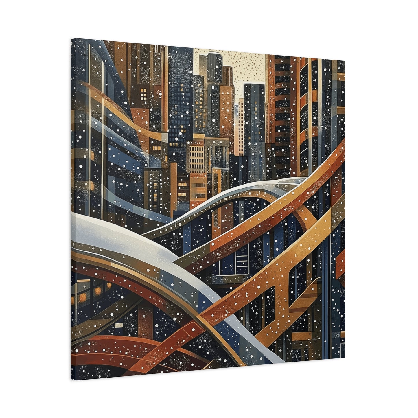 Denver Urban Winter Landscape Matte Canvas Print