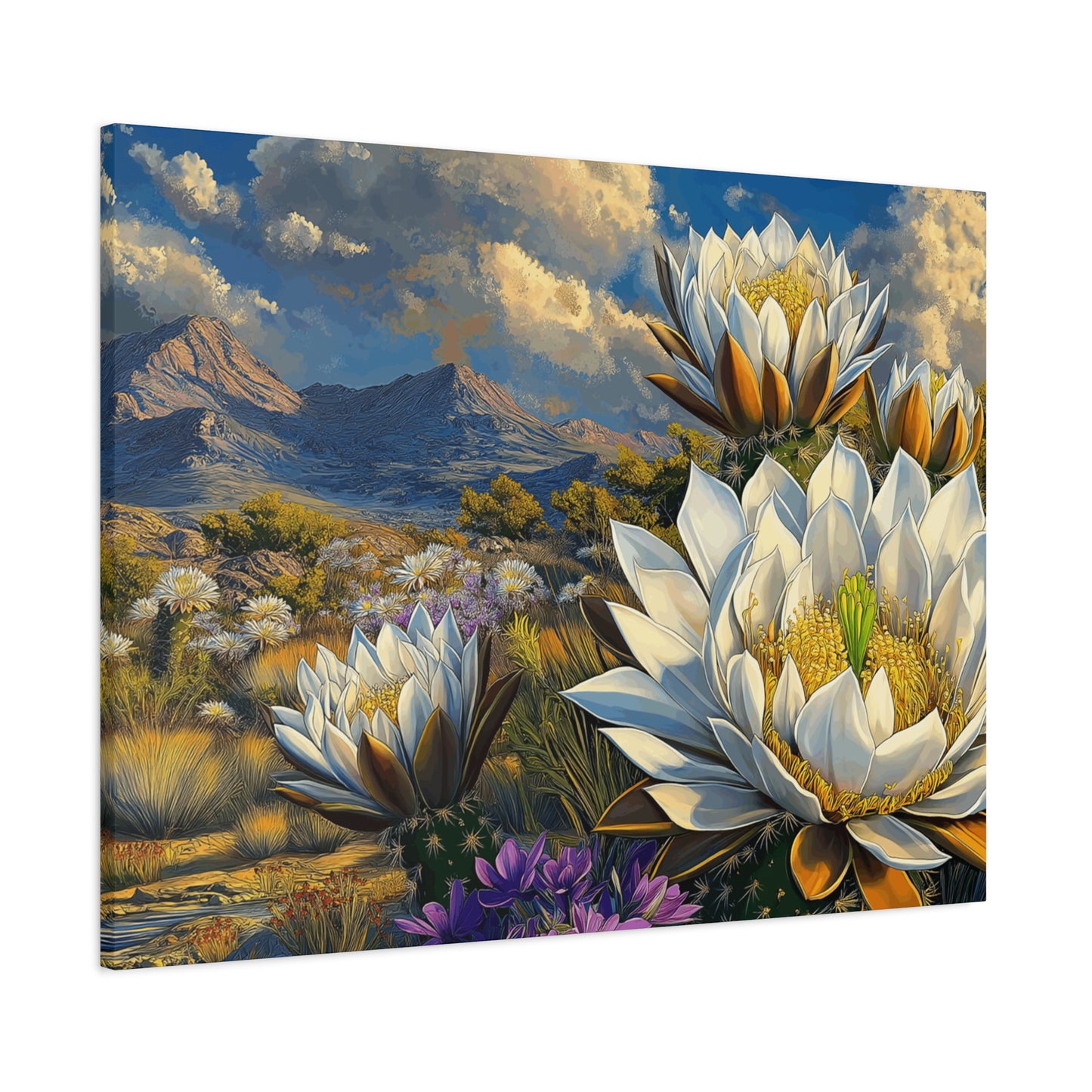 Floral Desert Landscape Canvas Art - Stretched Matte Wall Decor