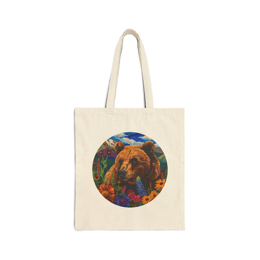 Brown Bear Cotton Canvas Tote Bag