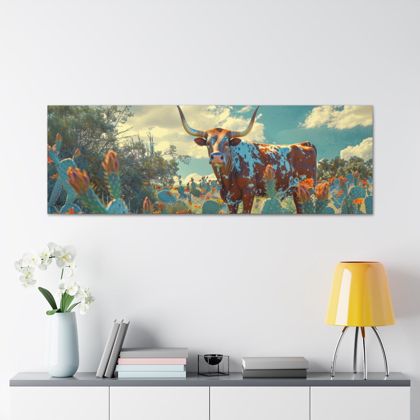 Long Horn Bull Wide v14j Canvas Gallery Wraps