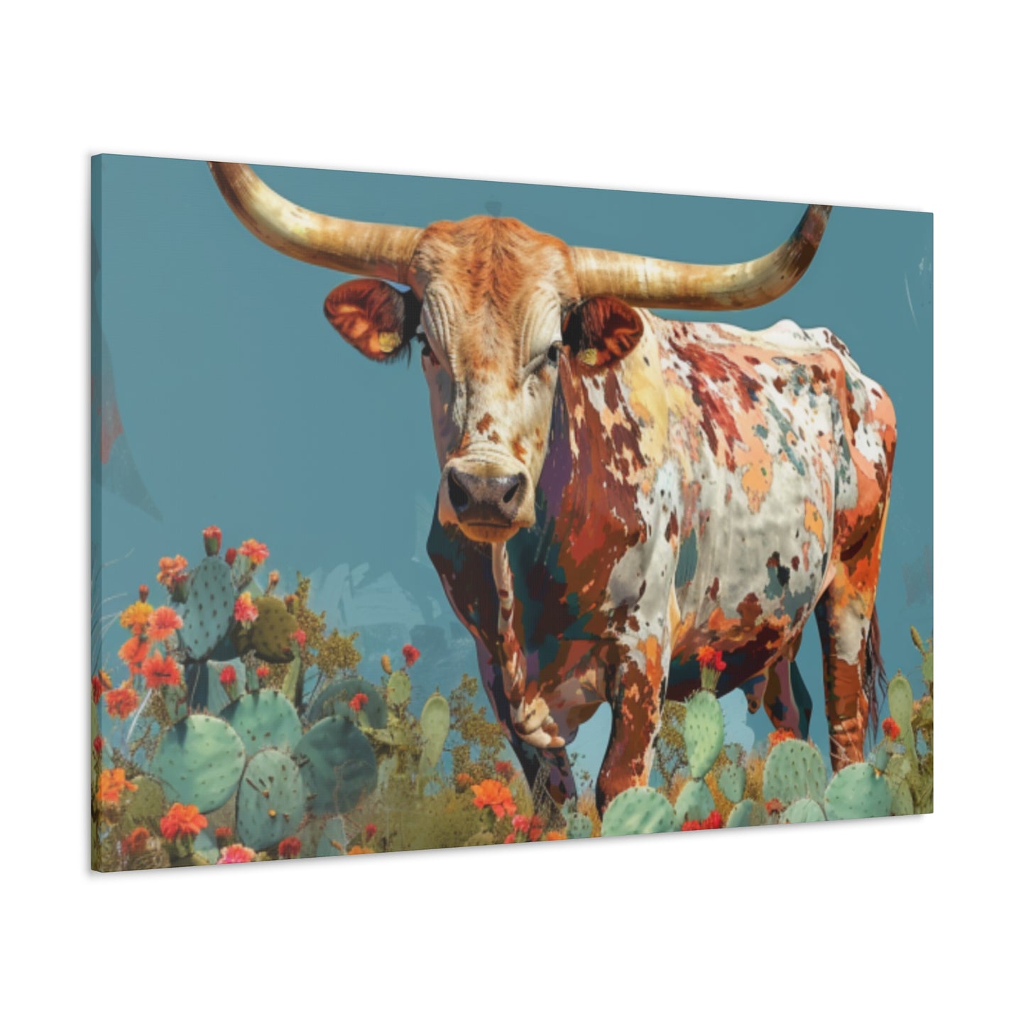 Long Horn Bull v8a Canvas Gallery Wrap