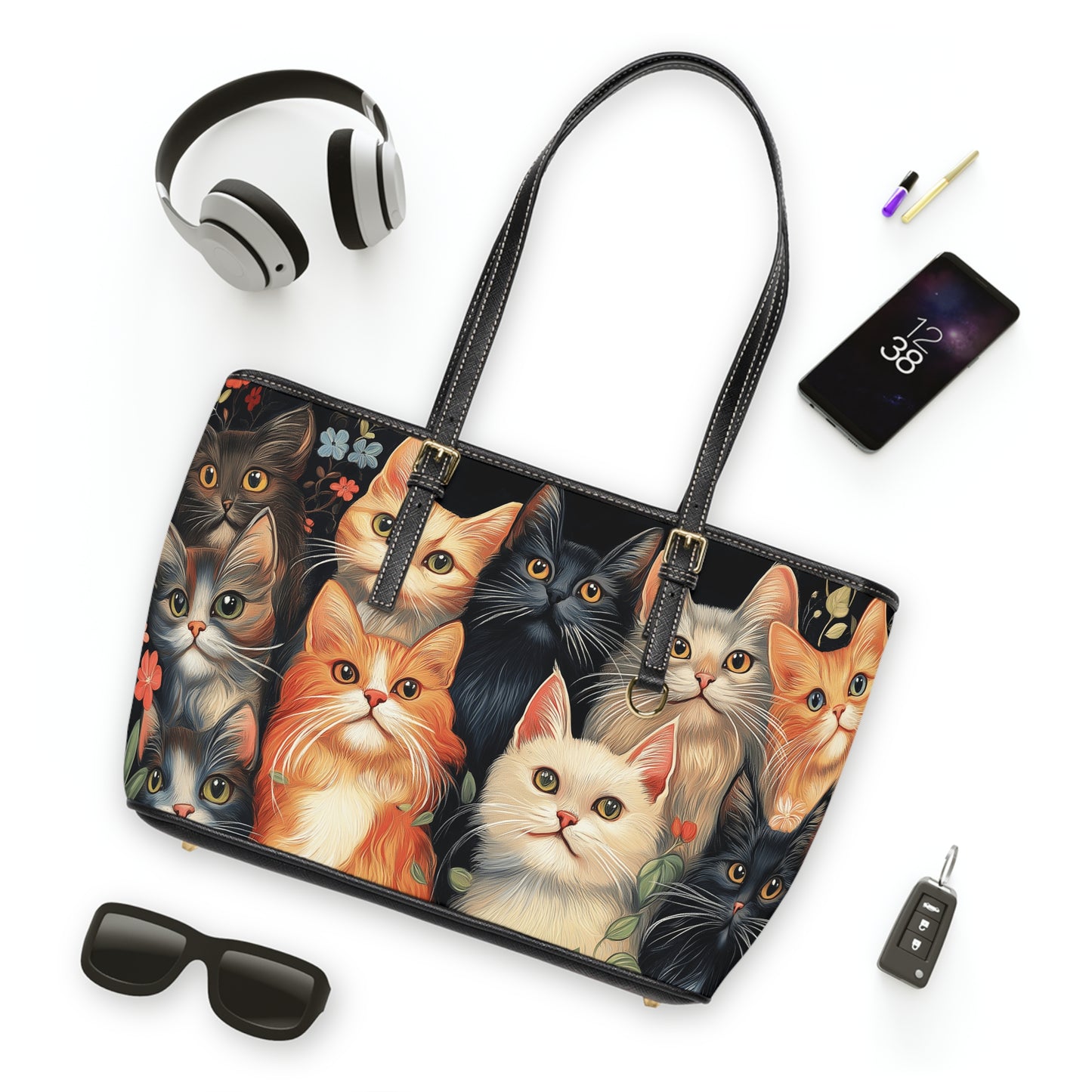 Cats 1 PU Leather Shoulder Bag