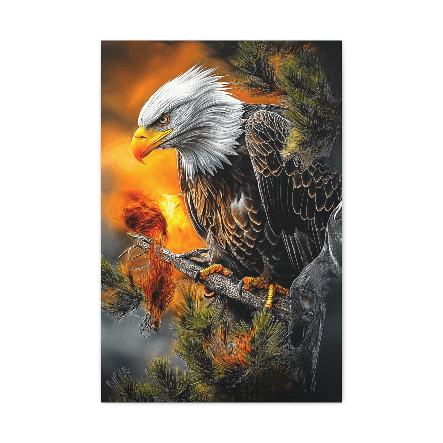 Eagle Canvas Art - Fierce Eagle Wildlife Wall Decor