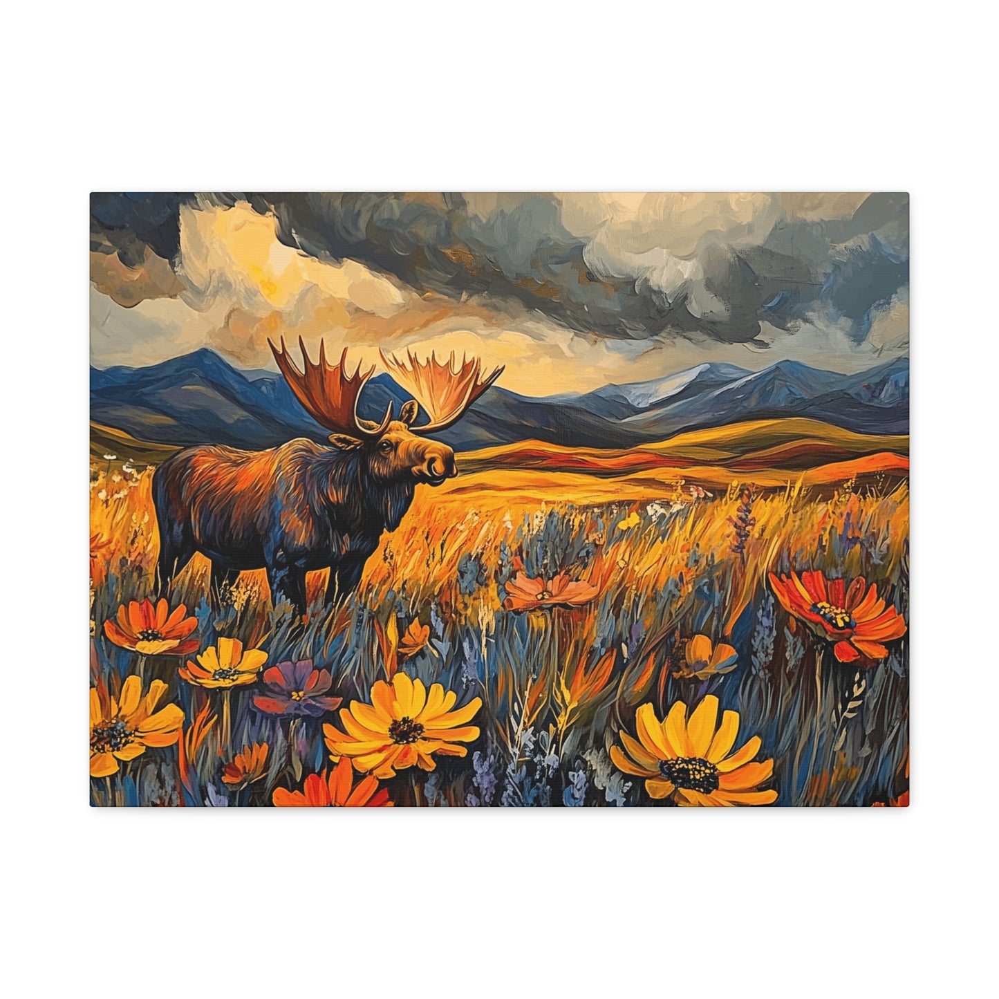 Canvas Gallery Wraps - Wild Flowers and Wild Moose Wall Art