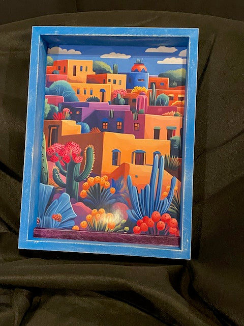 Blue Pueblo View Boxed Art