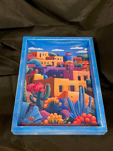 Blue Pueblo View Boxed Art