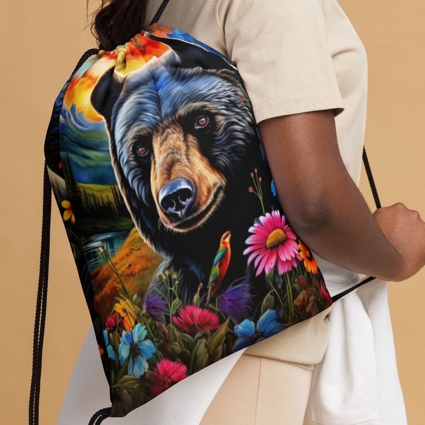 Black Bear Mts Drawstring bag