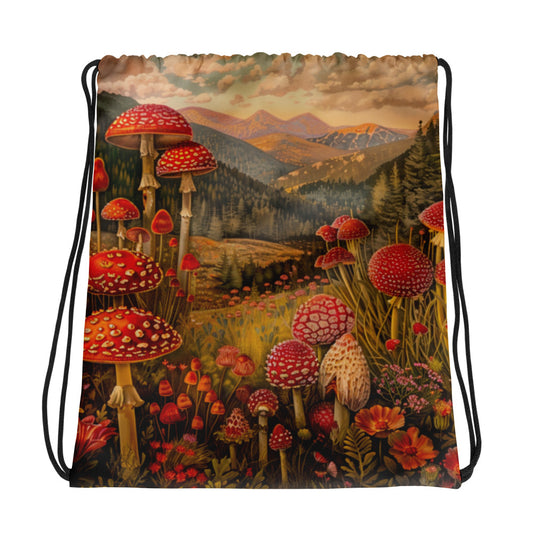 Red Mushrooms Drawstring bag